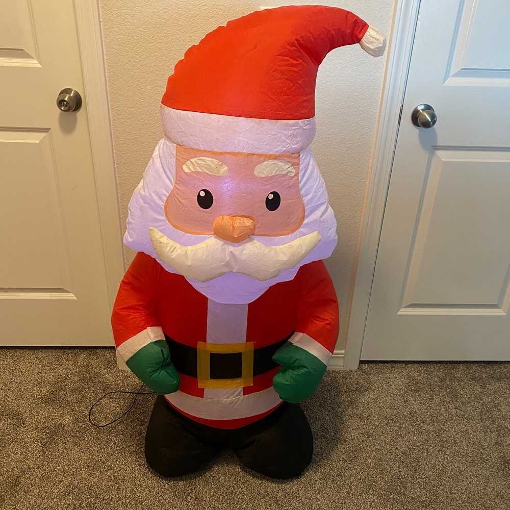 Holiday Time Airblown Inflatable 4 Ft Light-Up Santa Yard Christmas Decorations